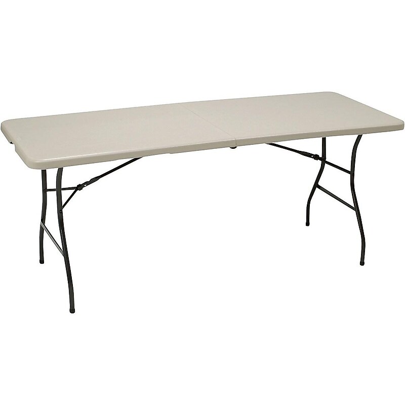 Staples 6' x 30" Heavy Duty Plastic Folding Table, Light Gray (79223/54272) image 1
