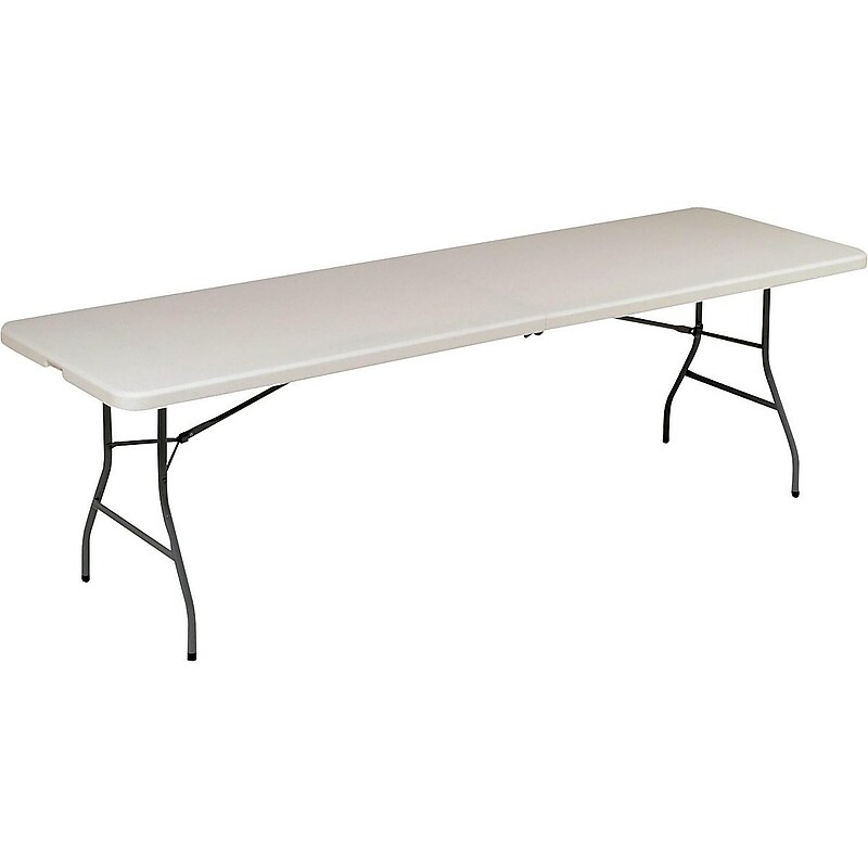 Staples 8' x 30" Heavy Duty Plastic Folding Table, White (79233/54273) image 1