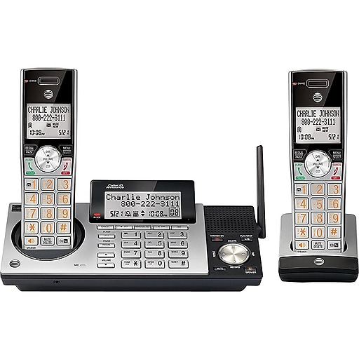 AT&T CL83215 2 Handset Cordless Telephone, Silver/Black at Staples