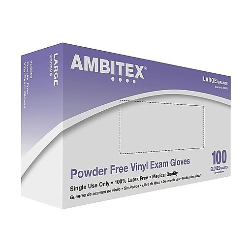 Shop Staples for Ambitex® PowderFree Disposable Vinyl Exam Gloves, Large