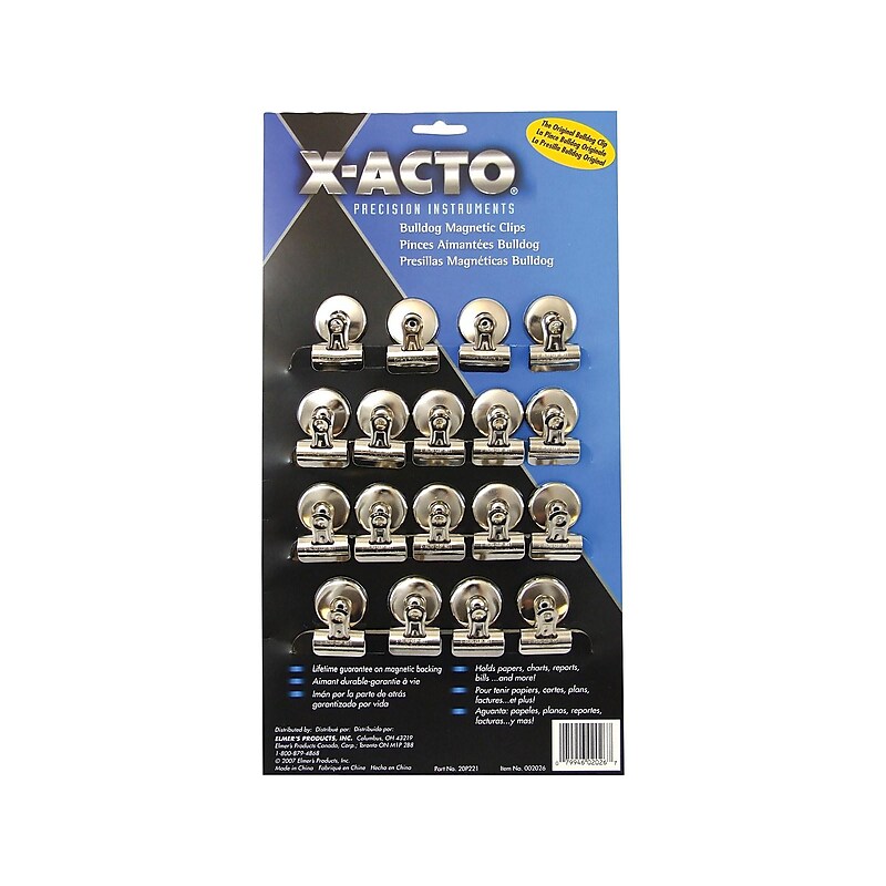 X-ACTO Bulldog Magnetic Clips, #1, Silver, 18/Box (2026) image 1