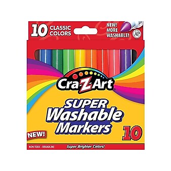 Cra-Z-Art Classic Super Washable Markers, Broad Line, Assorted Colors, 10/Pack (r10002)