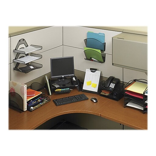 Safco®, Onyx Angled Mesh Steel Telephone Stand, 11 3/4 x 9 1/4 x 7