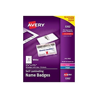 Avery ID Cards, White, 30/Box (5362)