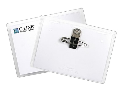 C-Line Name Badge Kits  Top Load  3 1/2 x 2 1/4  Clear  Combo Clip/Pin  50/Box