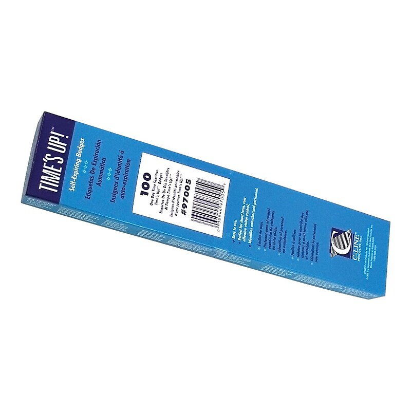 C-Line Time's Up! Self-Expiring Visitor Badges, 100/Box (97005) image 1