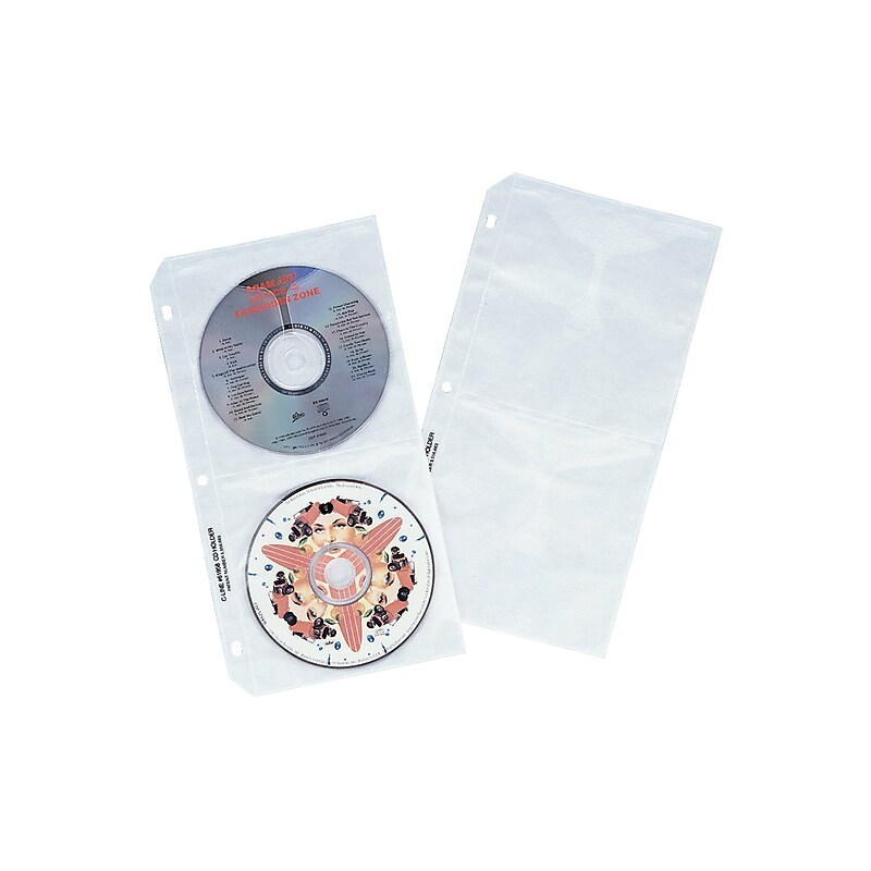 C-Line Binder/Album Sheets for CD/DVD, Clear/White Polypropylene/PP (61958) image 1