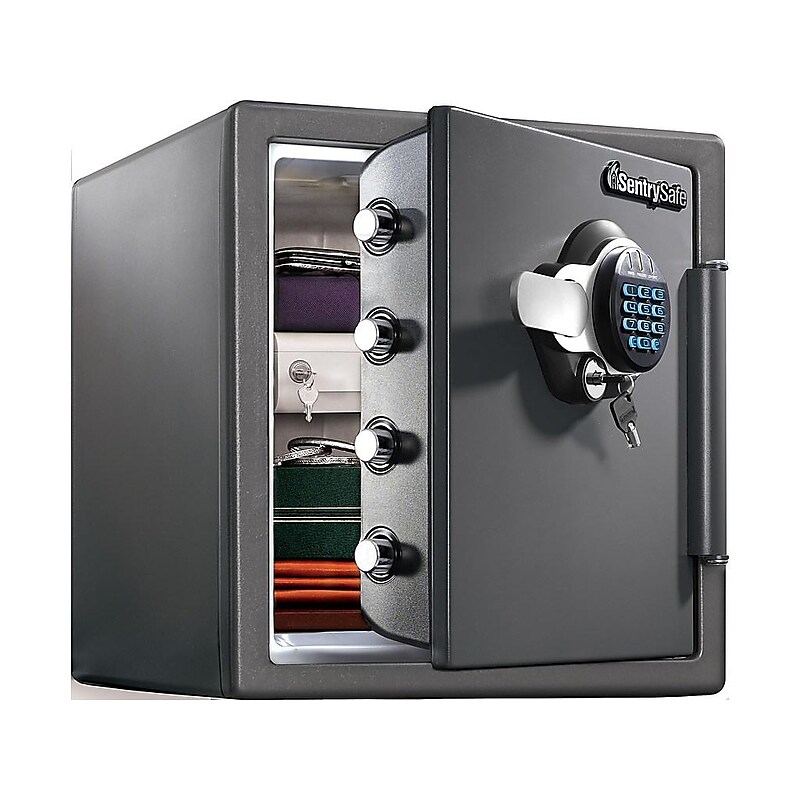 SentrySafe Steel Fire/Waterproof Safe with Keypad w/Key, 1.23 cu. ft. (SFW123GDC) image 1