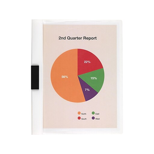 Staples Slide Locking Report Covers, Letter, White, 5/Pack (20592