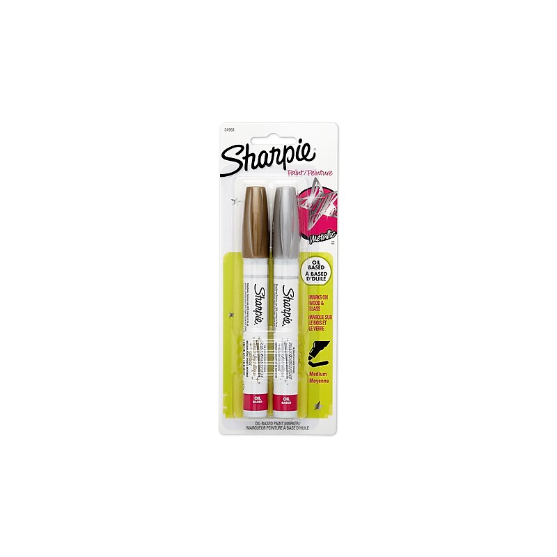 Sharpie Metallic Oil-Based Paint Markers, Medium Tip, Assorted, 2/Pack (34968) image 1