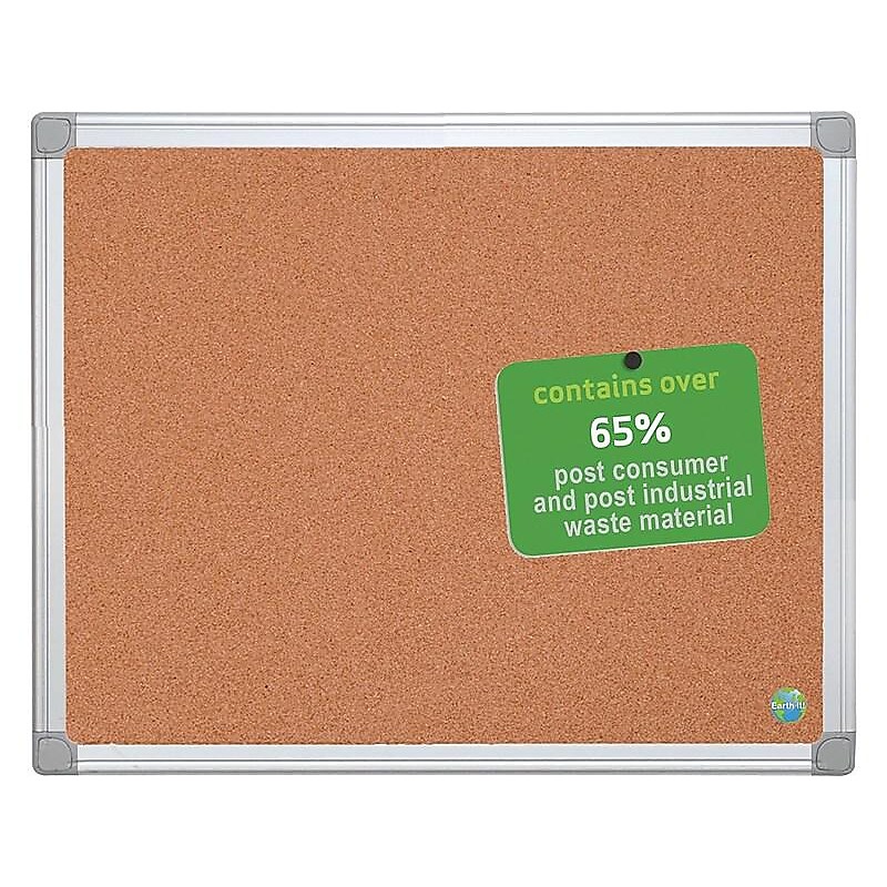 Bi-Office Earth-It Cork Bulletin Board, Aluminum Frame, 3' x 2' (CA031790) image 1