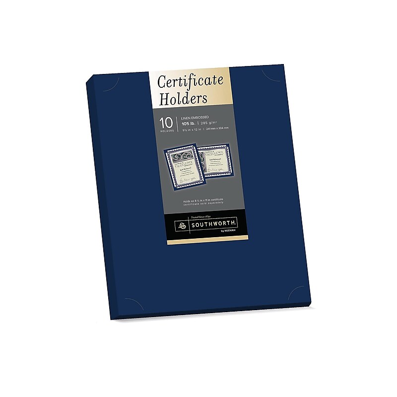 Southworth Certificate Holders, 8.5" x 11", Navy Blue, 10/Pack (PF8) image 1