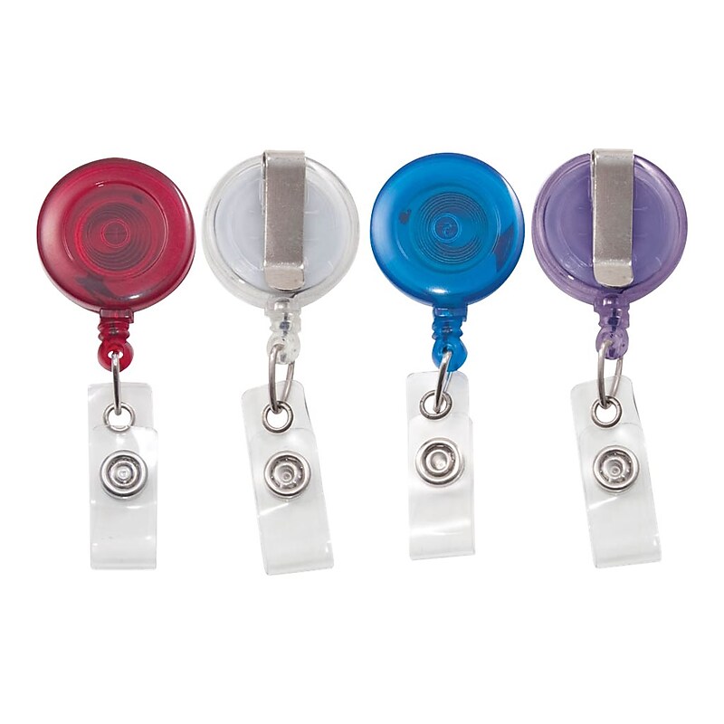 Advantus Badge Reels, Translucent Assorted Colors, 4/Pack (75464) image 1
