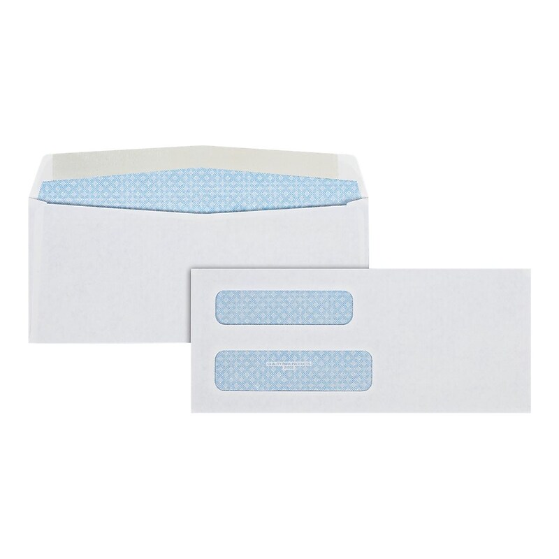 Quality Park Security Tinted #8 Double Window Envelope 3 5/8" x 8 5/8", White, 500/Box (QUA24532) image 1