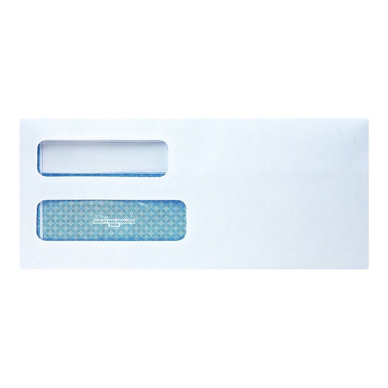 Quality Park Redi-Seal Security Tinted #10 Double Window Envelopes, 4 1/8" x 9 1/2", White, 500/Box (QUA24559) image 1