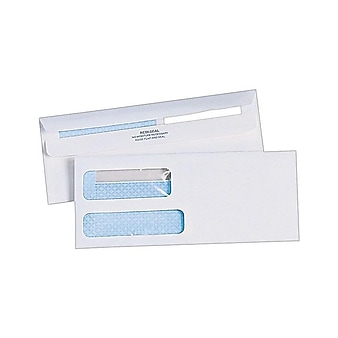 Quality Park Redi-Seal Security Tinted #10 Double Window Envelopes, 4 1/8" x 9 1/2", White, 500/Box (QUA24559)