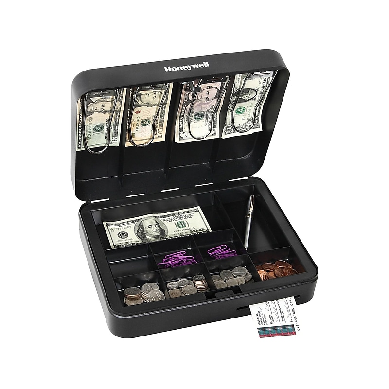 Honeywell Deluxe Cash Box, 13 Compartments, Black (6113) image 1
