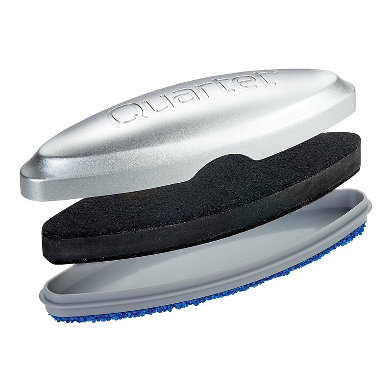 Quartet Premium Magnetic 3-in-1 Glass Board Eraser, Silver (SFEB3) image 1