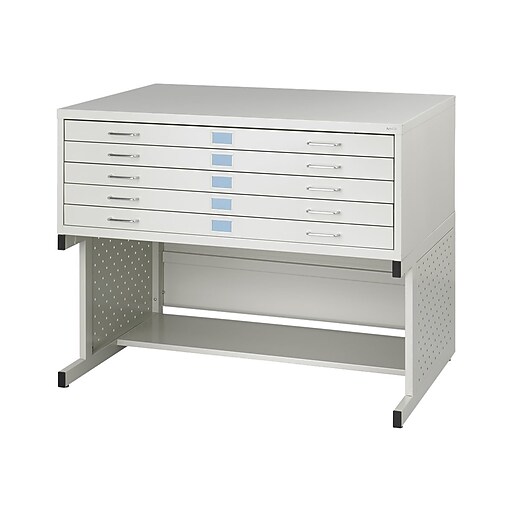 Safco 5 Drawer Flat File, Gray,Specialty, 46.25''W (4972LG) Staples