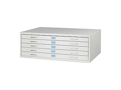 Safco Facil 5-Drawer Flat File Cabinet, Stackable, Gray, Specialty (4972LG)