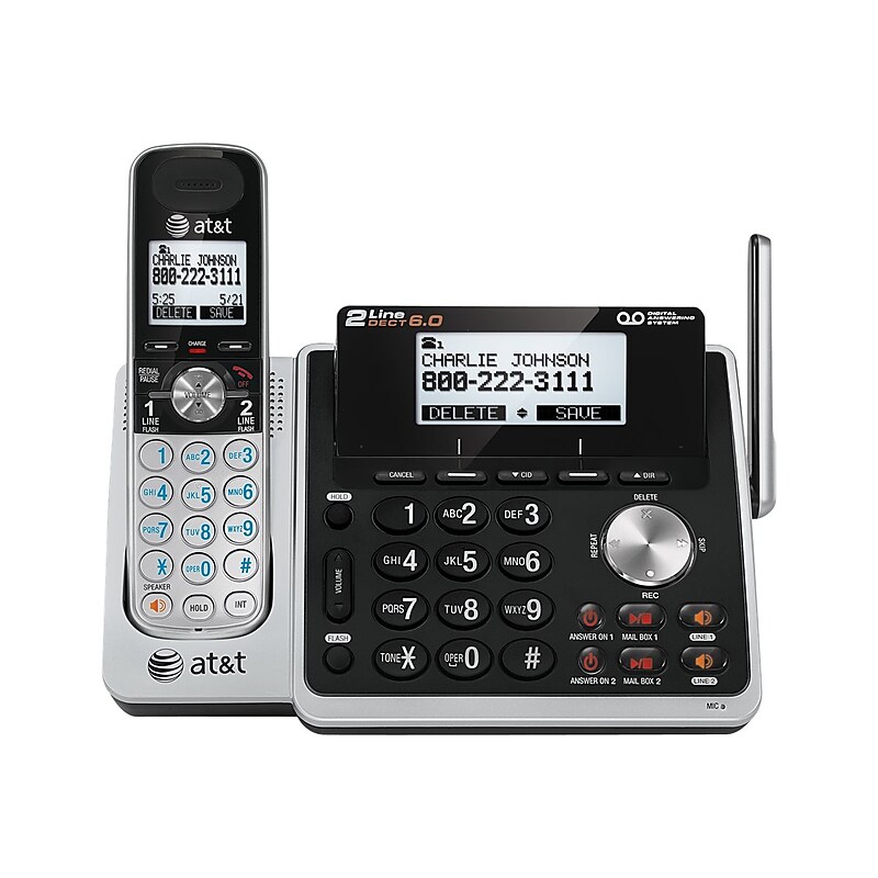 AT&T TL88102 + four TL88002 Five Handsets Cordless Telephone, Silver/Black image 1