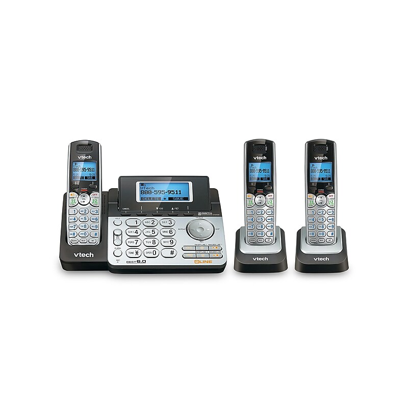 VTech 3-Handset Cordless Telephone, Silver/Black (80-1292-00) image 1