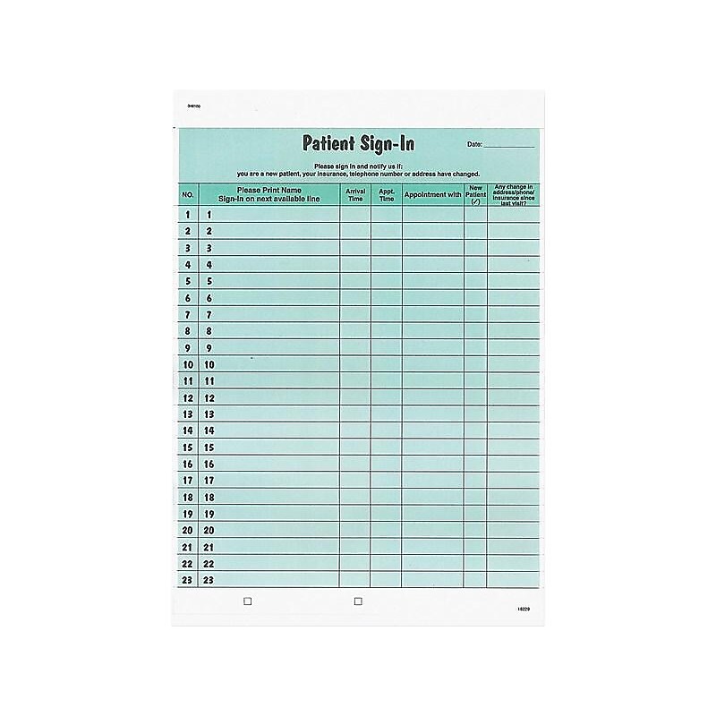 Tabbies 3-Part Patient Sign-in Label Forms, 125/Pack (14532) image 1