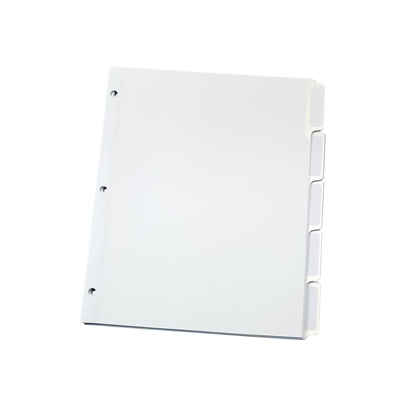 Oxford Print & Apply Label Paper Dividers, 5-Tab, White, 25 Sets/Box (OXF 11314) image 1