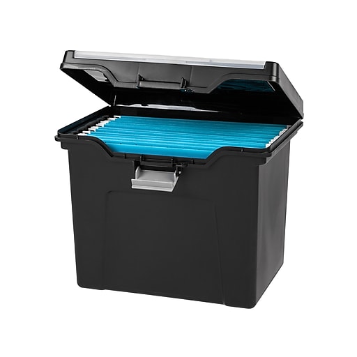 IRIS Portable File Box with Organizer Lid, Letter Size, Black (110977