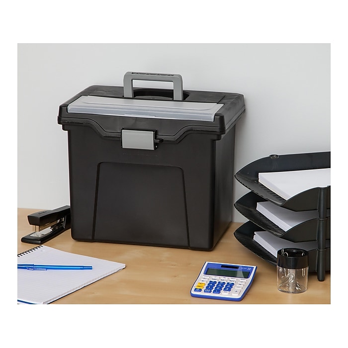 IRIS Portable File Box with Organizer Lid, Letter Size, Black
