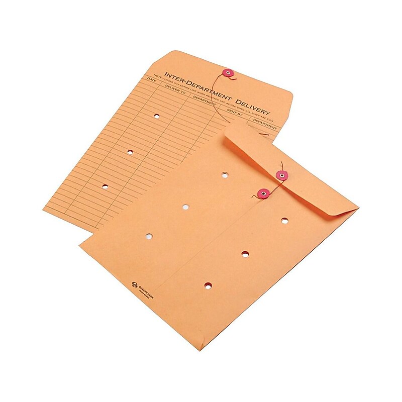 Quality Park Kraft Button & String Inter-Departmental Envelope 9" x 12", Brown, 100/Box (QUA63462) image 1