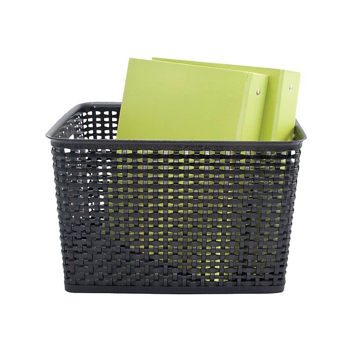 Advantus Large Weave Plastic Bin, Black, 2/Pack (AVT40328) | Staples