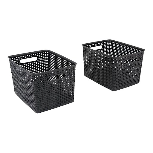 Advantus Large Weave Plastic Bin, Black, 2/Pack (AVT40328) | Staples