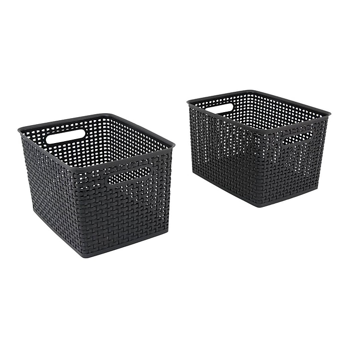 Advantus Large Weave Plastic Bin, Black, 2/Pack (AVT40328) | Staples