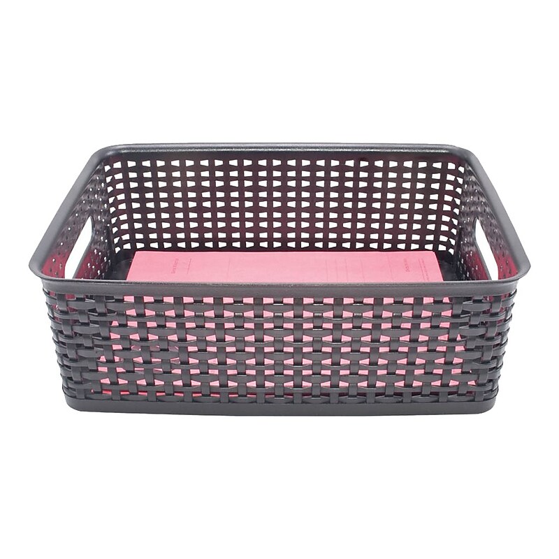 Advantus Weave Plastic Bin, Black, 2/Pack image 1