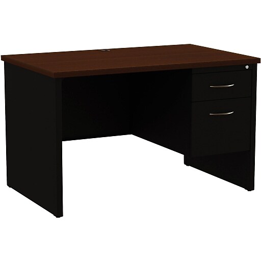 Shop Staples for Single Ped Desk Right 30D x 48D Black and Walnut