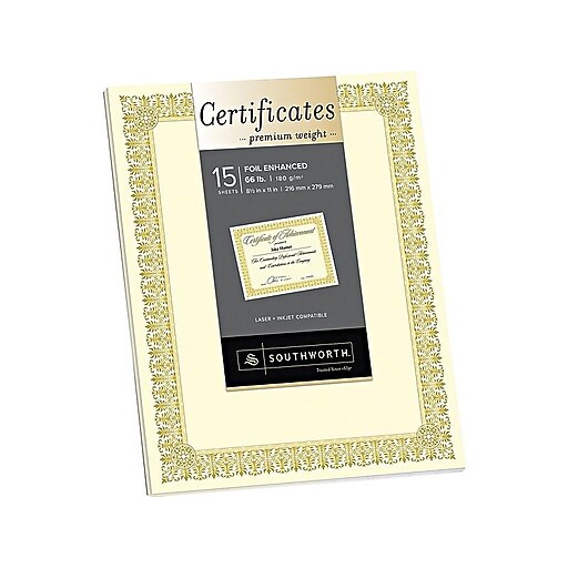 Shop Staples for Southworth® Premium Certificates, Ivory/Gold, 11" x 8