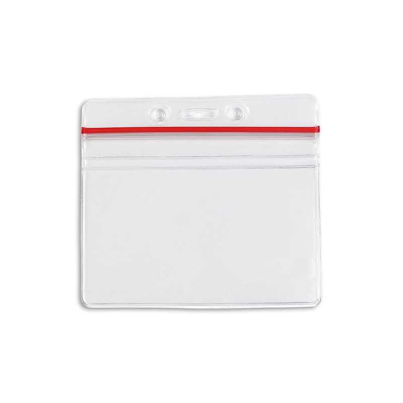 IDville ID Badge Holders, Clear/Red, 50/Pack (134523531) image 1