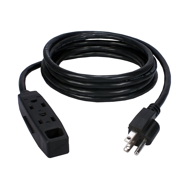 QVS 25' Extension Cord, 2-Outlet, 16 AWG, Black (PC3PX-25) image 1
