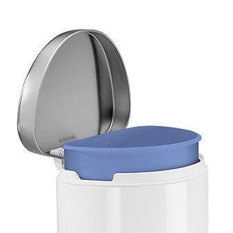 simplehuman Semi-Round Step Trash Can, White Steel with Stainless Steel Lid, 2.6 Gal. (CW1867)
