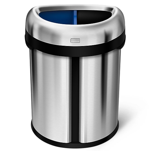 simplehuman 66 liter/17.4 Gal dual compartment semiround open