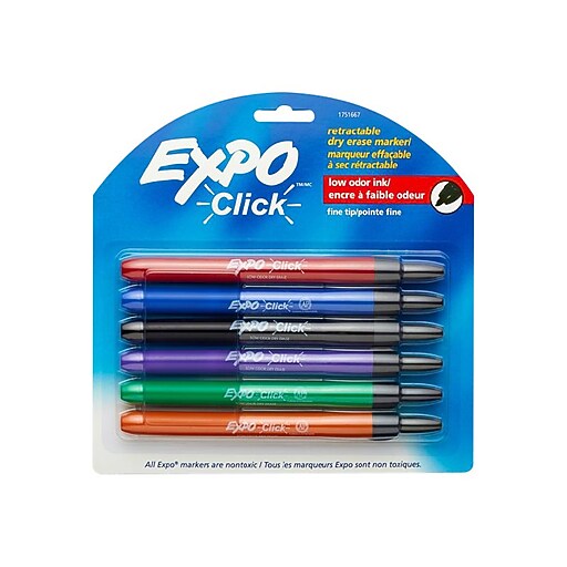 Expo Click Dry Erase Markers, Fine Tip, Assorted, 6/Pack (1751667