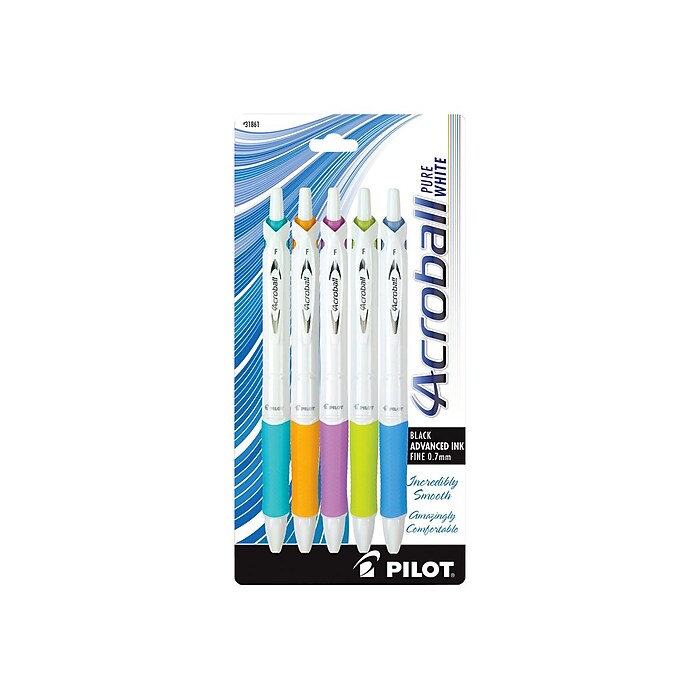 Pilot Acroball PureWhite Advanced Ink Retractable Ballpoint Pens