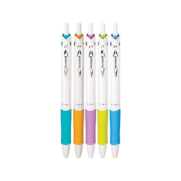 Pilot Acroball PureWhite Advanced Ink Retractable Ballpoint Pens, Fine Point, Black Ink, 5/Pack (31861)