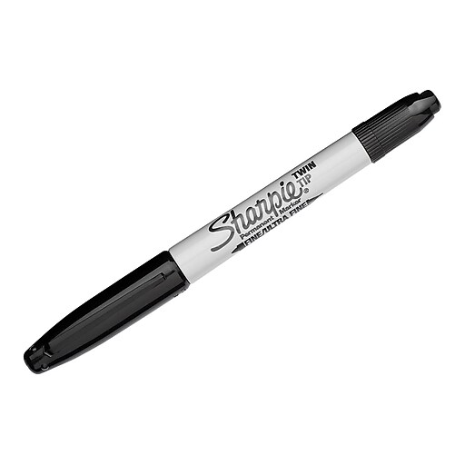 Sharpie TwinTip Permanent Markers Fine Point and Ultra Fine Point Black 12/pk (32001) Staples