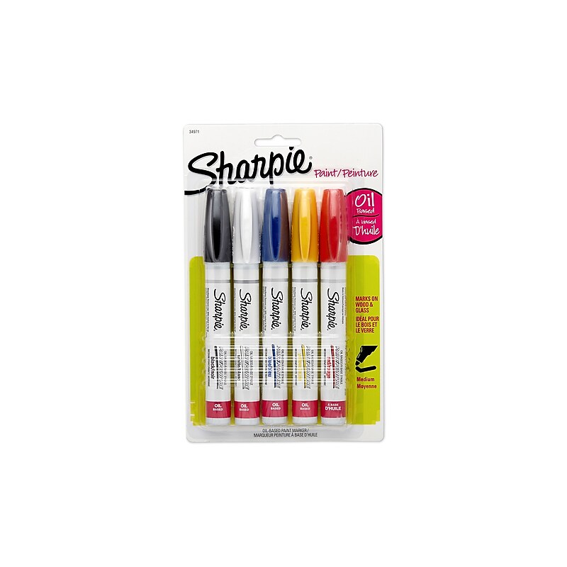 Sharpie Oil-Based Paint Markers, Medium Tip, Assorted, 5/Pack (34971PP) image 1