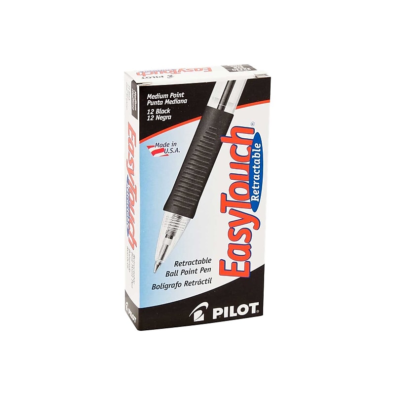 Pilot EasyTouch Retractable Ballpoint Pens, Medium Point, Black Ink, Dozen (32220) image 1