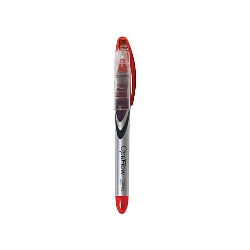 Staples OptiFlow Rollerball Pens, Fine Point, Red Ink, Dozen (15196) at
