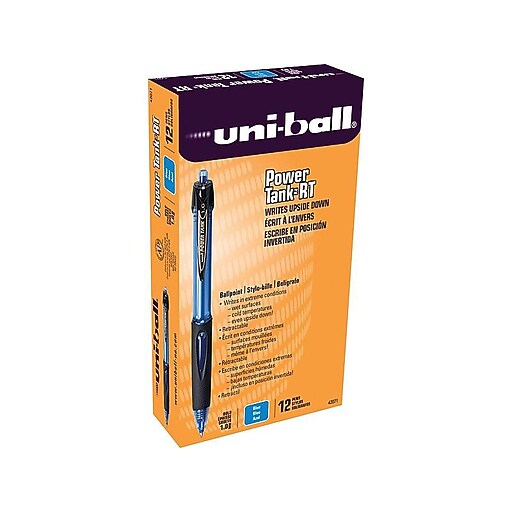 uniball® Power Tank RT Retractable Ballpoint Pen, Bold 1.0 mm, Blue, 12/pk (42071) at Staples