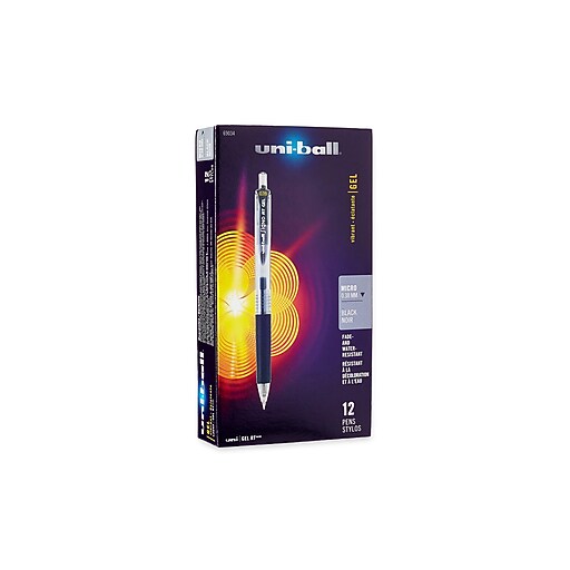 uniball GEL RT Retractable Gel Pens, Micro Point, Black Ink, 12/Pack